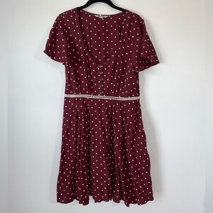 American Eagle Maroon Polka Dot Dress